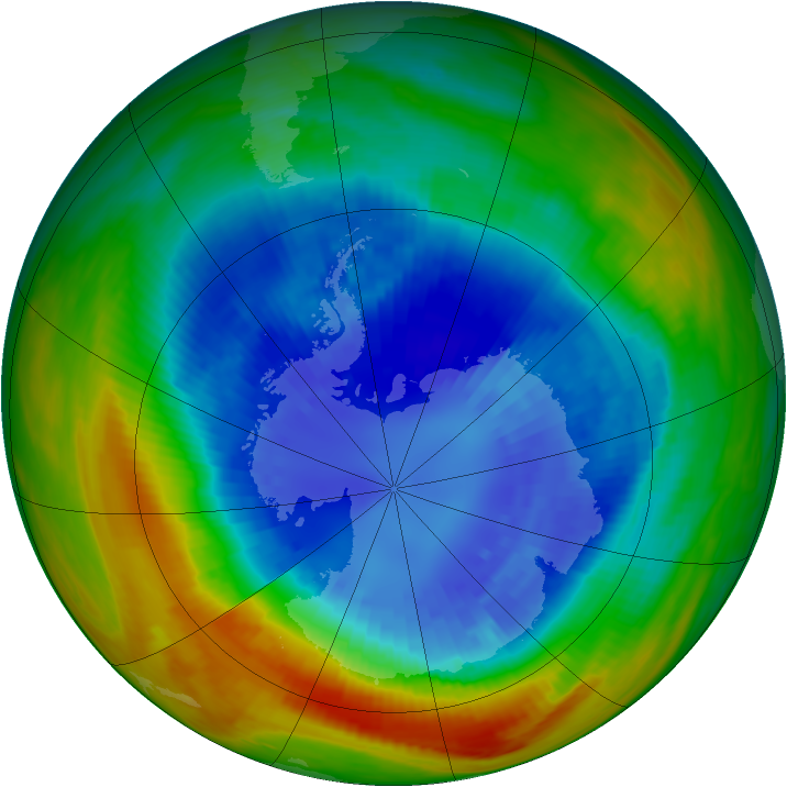 Antarctic ozone map for 06 September 1991